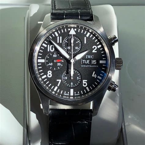 iwc pilot chronograph 3717 01|IWC Classic Pilot ChronoAutomatic Steel Black Men's .